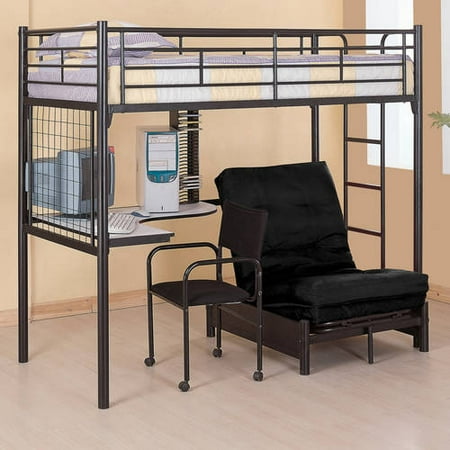 Coaster Twin Over Futon Metal Bunk Bed with Desk
