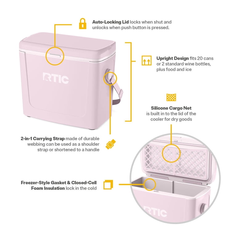 RTIC 16 QT Hard-Sided Ice Chest Cooler, Fits 20 Cans, Road Trip