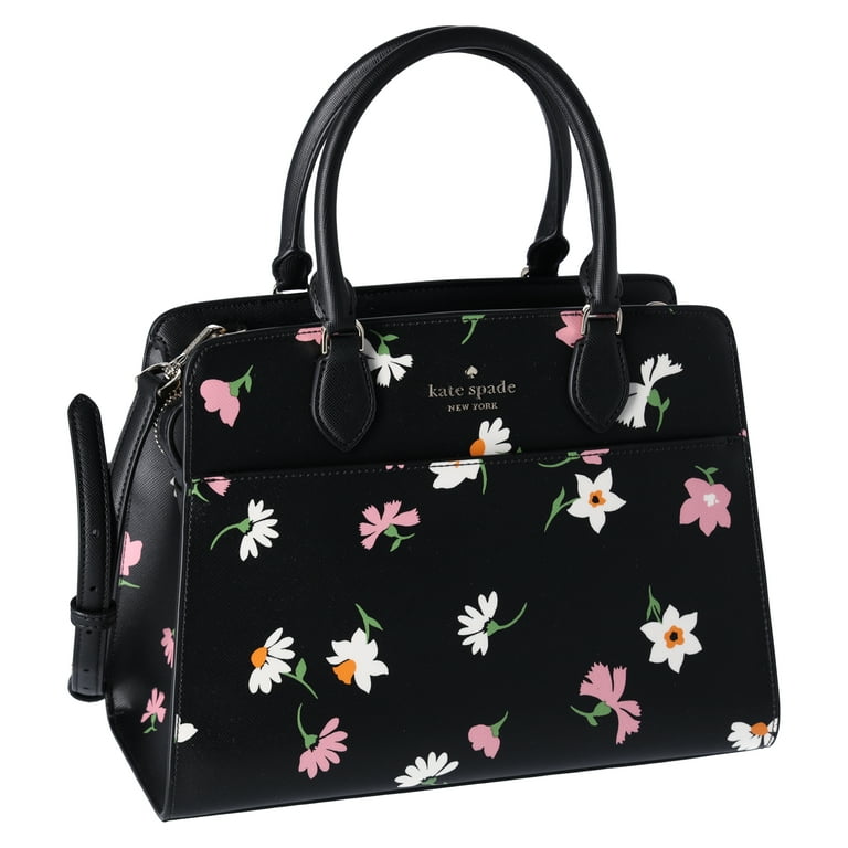 Kate Spade New York Women's Leather Floral Satchel, Black