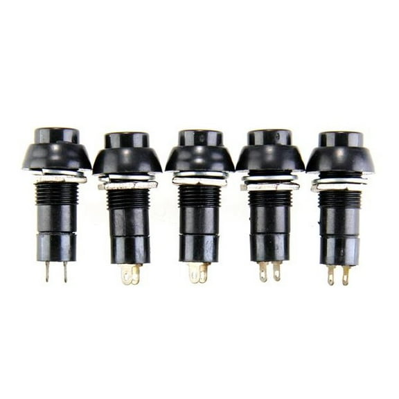 5x Black Push Button ON/OFF Bolt-On Switch Latching Round Circle Car DC 5A 12V