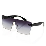 LA7 Rectangle Sunglasses For Women Men Trendy Ombre Color Lens Eyewear Sunglasses, Unisex, Light Black