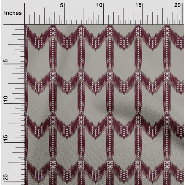 oneOone Tissu Popeline Sergé en Coton Biologique Chevron Ikat Imprimé au Mètre 42 Pouces de Large