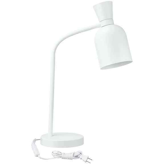 Aesthetic Metal Table Lamp, Vase Shape, E26 Base, Max 60W, Modern Goose Neck Table Task Lighting, White
