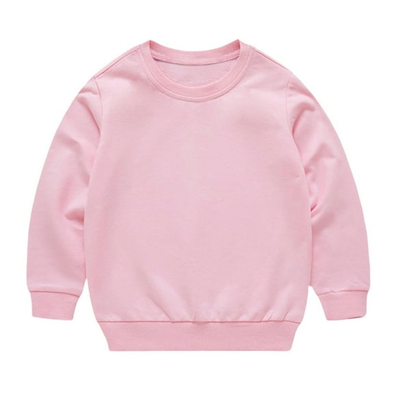 Boys Girls Cotton Crewneck Sweatshirt Long Sleeve Solid Color Basic Top Casual Pullover for Daily Wear & School (1-13Y)