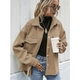 thumbnail image 5 of Women'S Wool Blend Button Down Long Sleeve Oversized Shacket Jacket Coat Khaki XL, 5 of 7