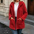 thumbnail image 2 of Enjoytime Fleece Jacket Women Long Sleeve Textured Zip Up Hooded Coat Fall Winter Warm Soft Comfy Casual Mid Length Outerwear, 2 of 7