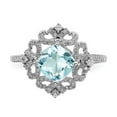 thumbnail image 4 of Solid 14k White Gold Aquamarine Vintage Diamond Halo Engagement Ring Size 6.5 (.316 cttw.), 4 of 8