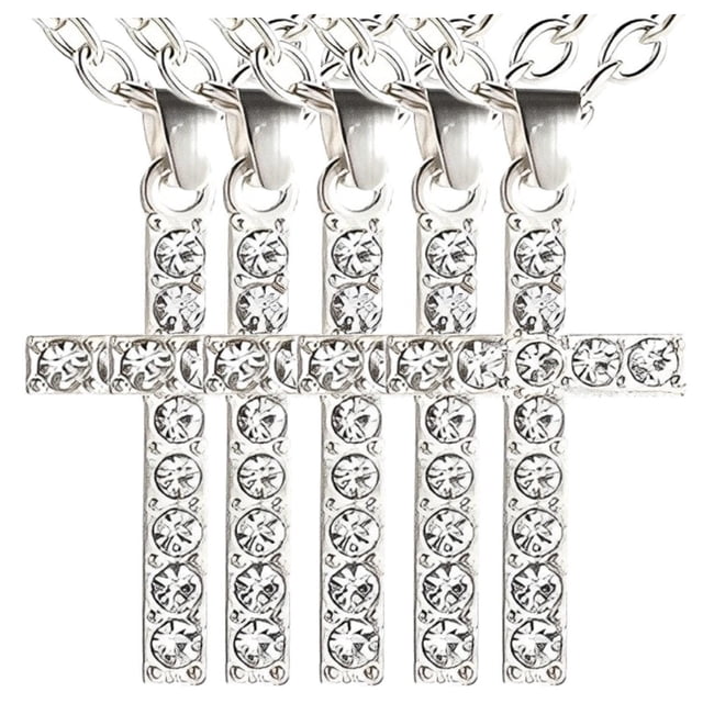 Cadena Catolicos SacredDiamon04 5Pzas Plata Collar Cruz Dije 1.5x2cm Metal.