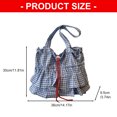 thumbnail image 3 of Fashionable Geometric Print Shoulder Bag Roomy Unisex Canvas Underarm Purse Ruffle Plaids Design for Travel Shopping, 3 of 9