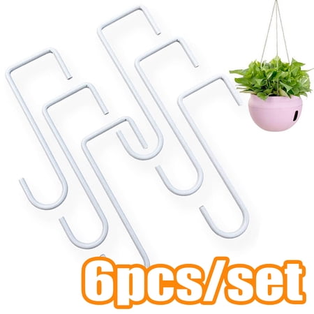 Travelwant 6Pcs White Vinyl Fence Hooks  Patio Hangers White Powder Coated Steel Fence Hangers for Hanging Plants  Planters  Bird Feeders  Lights  Pool Tools