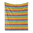 thumbnail image 1 of Abstract Soft Flannel Fleece Throw Blanket, Floral Inspired Gradient Pastel Tones Print, Cozy Plush for Indoor and Outdoor Use, 70" x 90", Mustard Pale Blue Grey, by Ambesonne, 1 of 5