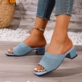 thumbnail image 4 of RXMEKW Knit Mule Slippers For Women With Block Heel Open Toe For Casual Wear Black Blue Beige, 4 of 9