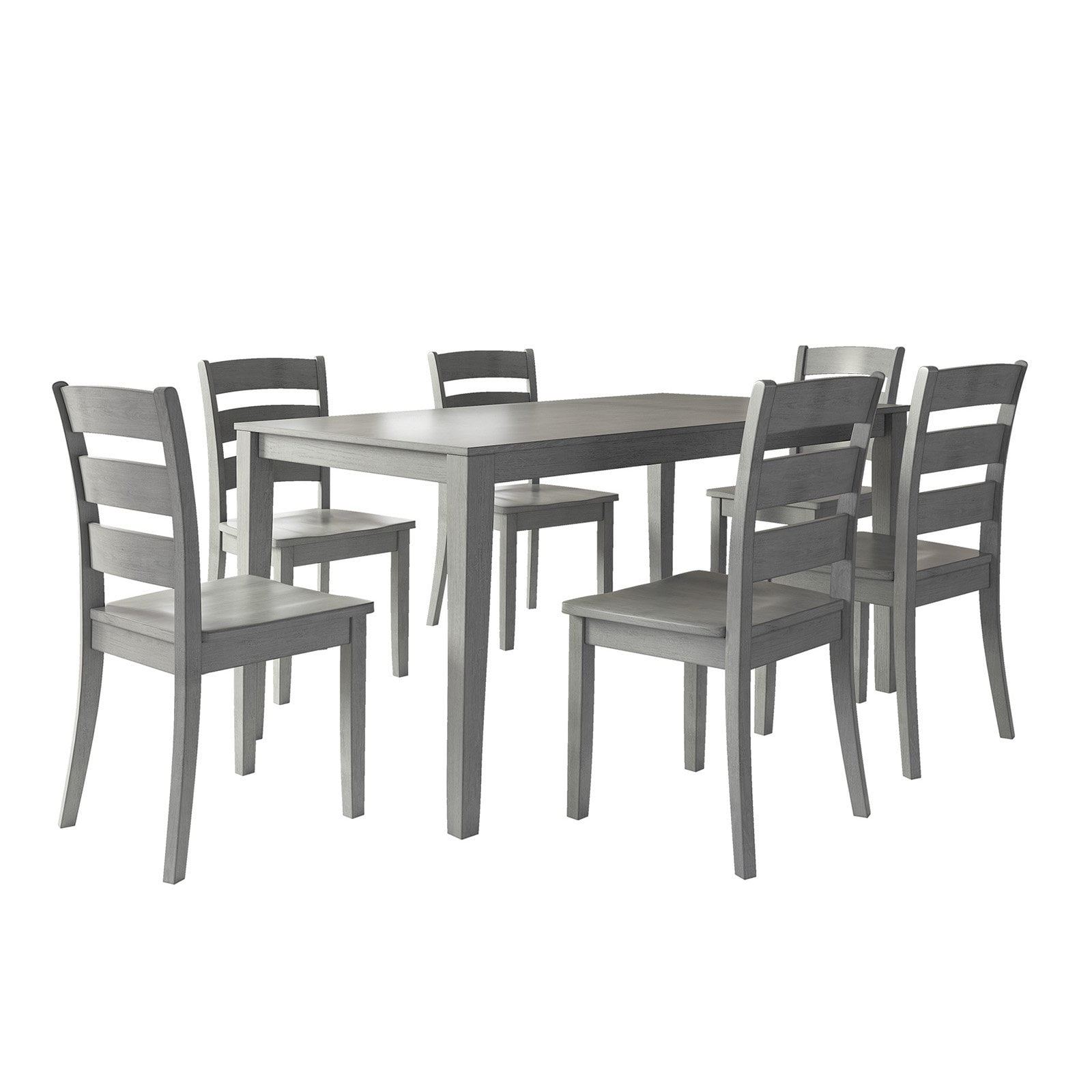 Lexington Large Wood Dining Set with 6 Ladder Back Chairs, Black