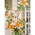 thumbnail image 4 of Faux Silk Artificial German Clematis Flower Stem in Orange 40" Tall, 4 of 4