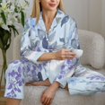 thumbnail image 6 of Hirioo Bird Butterfly Stripe for Women's Pajama Sets 2 Piece Pjs Women's Long-Sleeved Pajama Set Button Down Sleepwear,S-XXL-XX-Large, 6 of 7