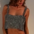 thumbnail image 5 of Women Glitter Rhinestone Crop Top Metal Diamond Backless Vest Party Clubwear, 5 of 16