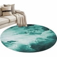 thumbnail image 2 of Clouds Round Living Room Rugs 4 ft, Abstract Gradient Green Clouds Sky Washable Area Rug with Non-Slip Sturdy Edge Binding Round Carpet for Entryway Kitchen Bedroom Bathroom, 2 of 9