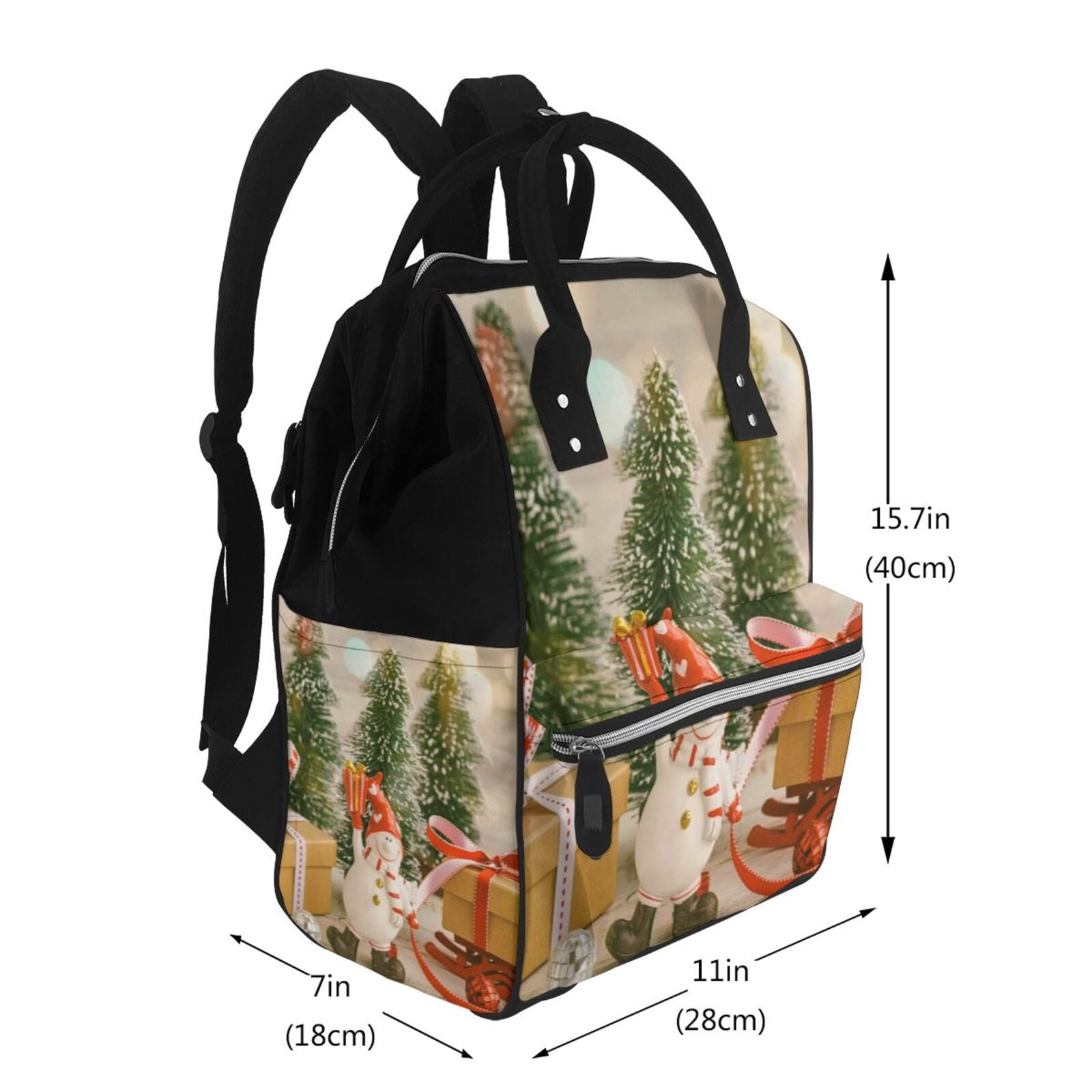 Ratiio Holiday Christmas Stars Mummy Backpack - Waterproof Twill Canvas, Large Capacity Diaper Bag with Multiple Pockets and Adjustable Straps