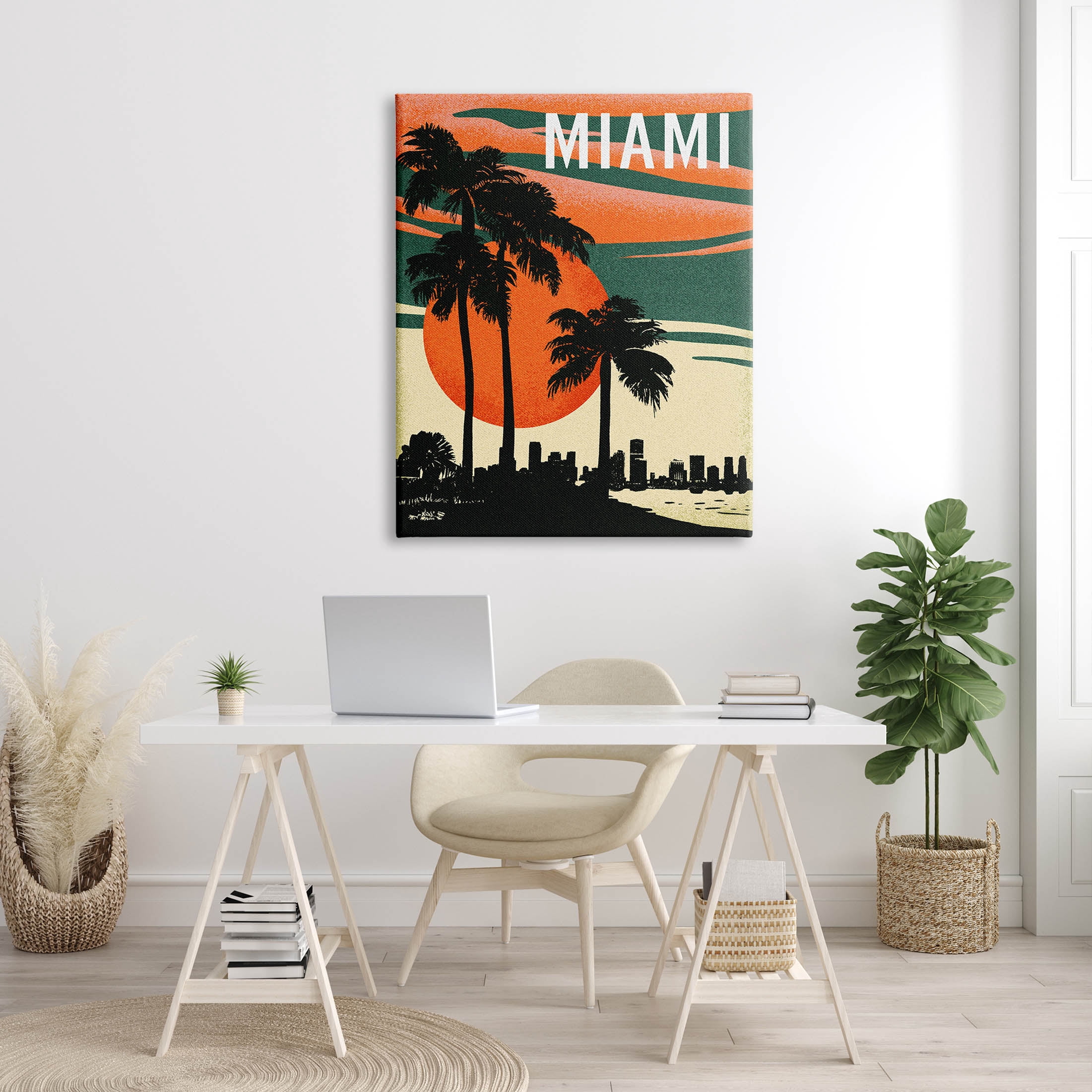 Stupell Industries Tropical Miami Palms Silhouette Graphic Art Gallery Wrapped Canvas Print Wall Art, Design by Ziwei Li
