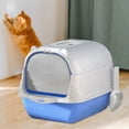 thumbnail image 6 of Fully Enclosed Cat Toilet Hooded Cat Litter Box with Handle Durable with Front Door Flap Heavy Duty Pet Supplies Pet Litter Box Kitten Potty Blue, 6 of 9