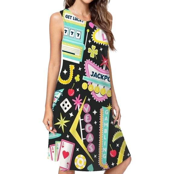 Viva Las Vegas Spring Summer Dresses For Women Fashion Dress Casual Sleeveless Loose Sundress With Pockets