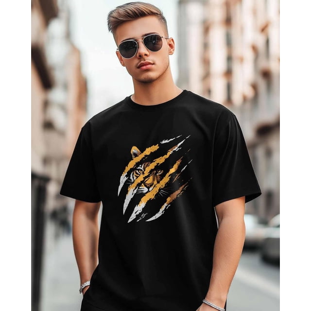 Camisetas de manga corta con estampado de pata amarilla africana para hombre, camisetas de cuello redondo