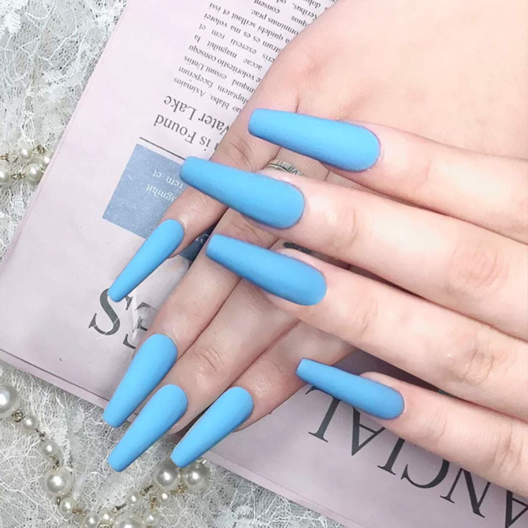 Coffin Press On Nails Long Fake Nails False Nails Ballerina Pure False Nails Full Matte Cover Nails For Women And Girls pcs Sky Blue Walmart Com Coffin Press On Nails Long Fake Nails False Nails Ballerina Pure False Nails Full Matte Cover Nails For Women And Girls pcs Sky Blue Walmart Com