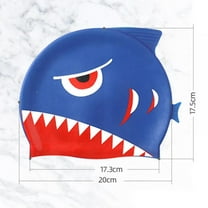 Taykoo Kids Silicone Fun Swim Caps for Girls and Boys,with Cartoon Sharks & Minnows Design