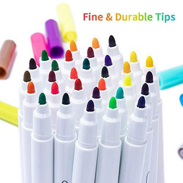 sunacme Fabric Markers Pen, 32 Colors Permanent Fabric Paint Pens Art  Markers Set - Fine Tip, Child Safe & Non- Toxic for Canvas, Bags, T-Shirts