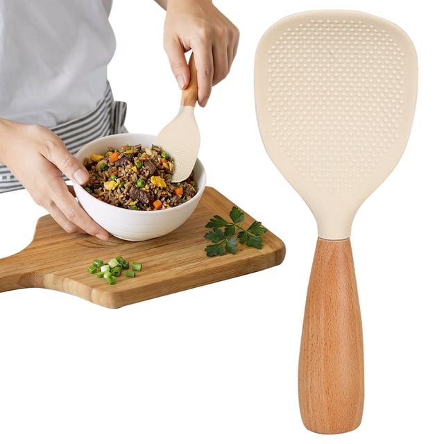 Cookware Set Short Wooden Handle Silicone Spatula Silicone Spoons for Cooking Multifunction Cooking Spoon Silicone Spatula for Baking Rice Cooker Heat Insulation Heat Spoons Pots Pans Kitchen Cooking