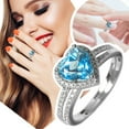 thumbnail image 5 of CILENON Brilliant New B Lue Hear T Shaped Zircon Ring Set Engagement Ring Gift Gift Choice (Blue,F), 5 of 6