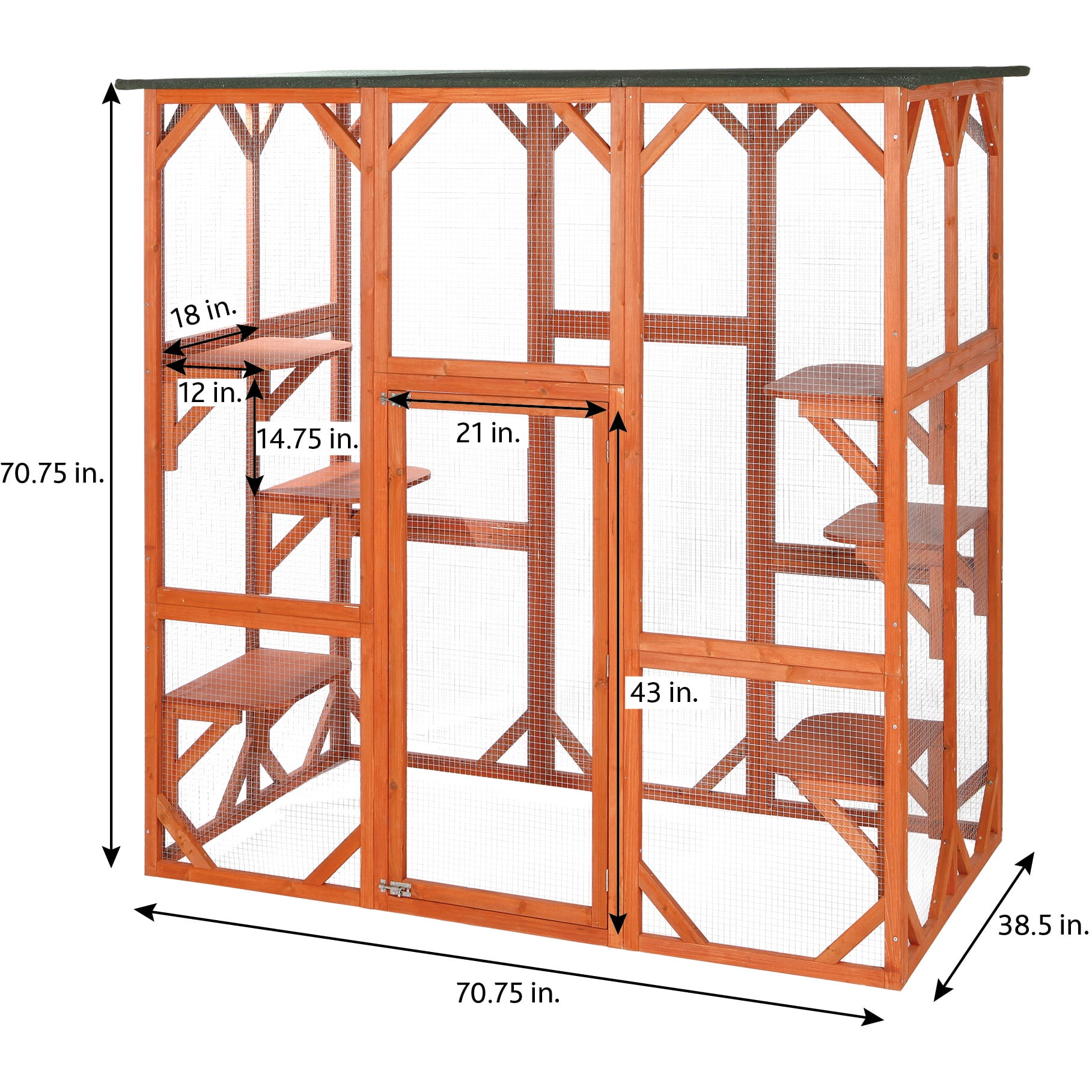 Free Shipping TRIXIE natura Weatherproof Wooden Cattery with Cat Perches 38.5L x 70.75W x 70.75H Brown Walmart