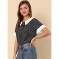 thumbnail image 2 of INSPIRE CHIC Blusa de lunares de manga corta con cuello Peter Pan en contraste vintage para mujer Corazón negro M, 2 of 6
