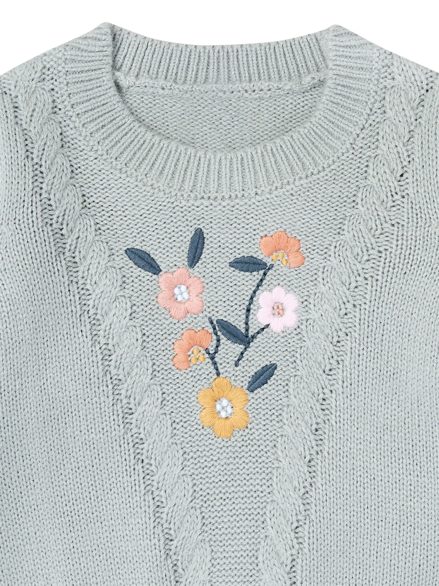 Modern Moments by Gerber Toddler Girl Sweater with Textural Stitches and Embroidery, Sizes 12M-5T