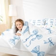 thumbnail image 4 of Manfei Dreamy Blue Bowknot 7-Piece Bedding Comforter Set For Kids,Ribbon Bow King Bedding Sets For Girls,Reversible, 4 of 7