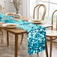 thumbnail image 4 of 12 x 108 Inch Blue Sequin Table Runner,Glitter Table Runner,1 Pcs Rectangle Metallic Fabric Table Cloth,for Birthday Weddings Christmas Party Decorations & Baby Shower By Scheam, 4 of 7
