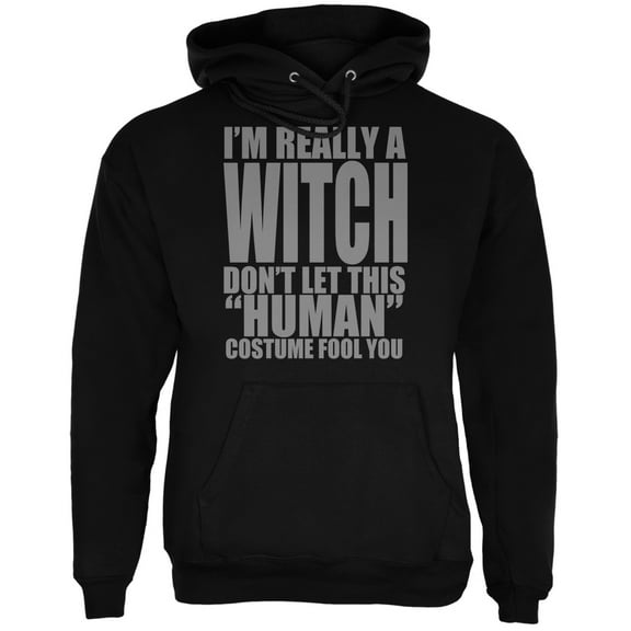 Halloween Human Witch Costume Black Adult Hoodie - 2X-Large