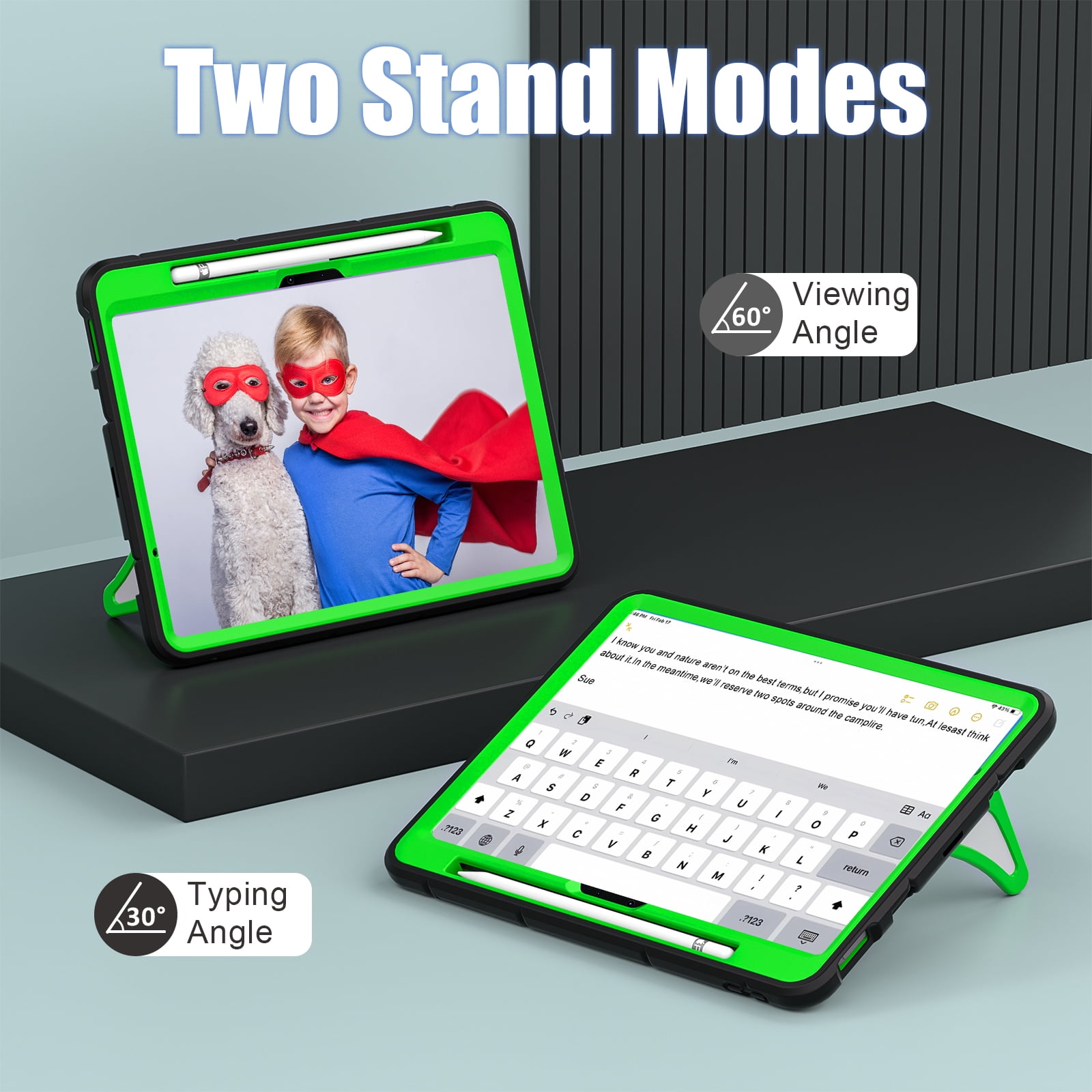 Allytechgroup iPad Air 11 Inch 2026 2025 2024 Case, Cute Stylish Design Kids Friendly Rugged Kickstand Lightweight Silicone PC Case with Pencil Holder for Apple iPad Air 11 Inch M4 M3 M2