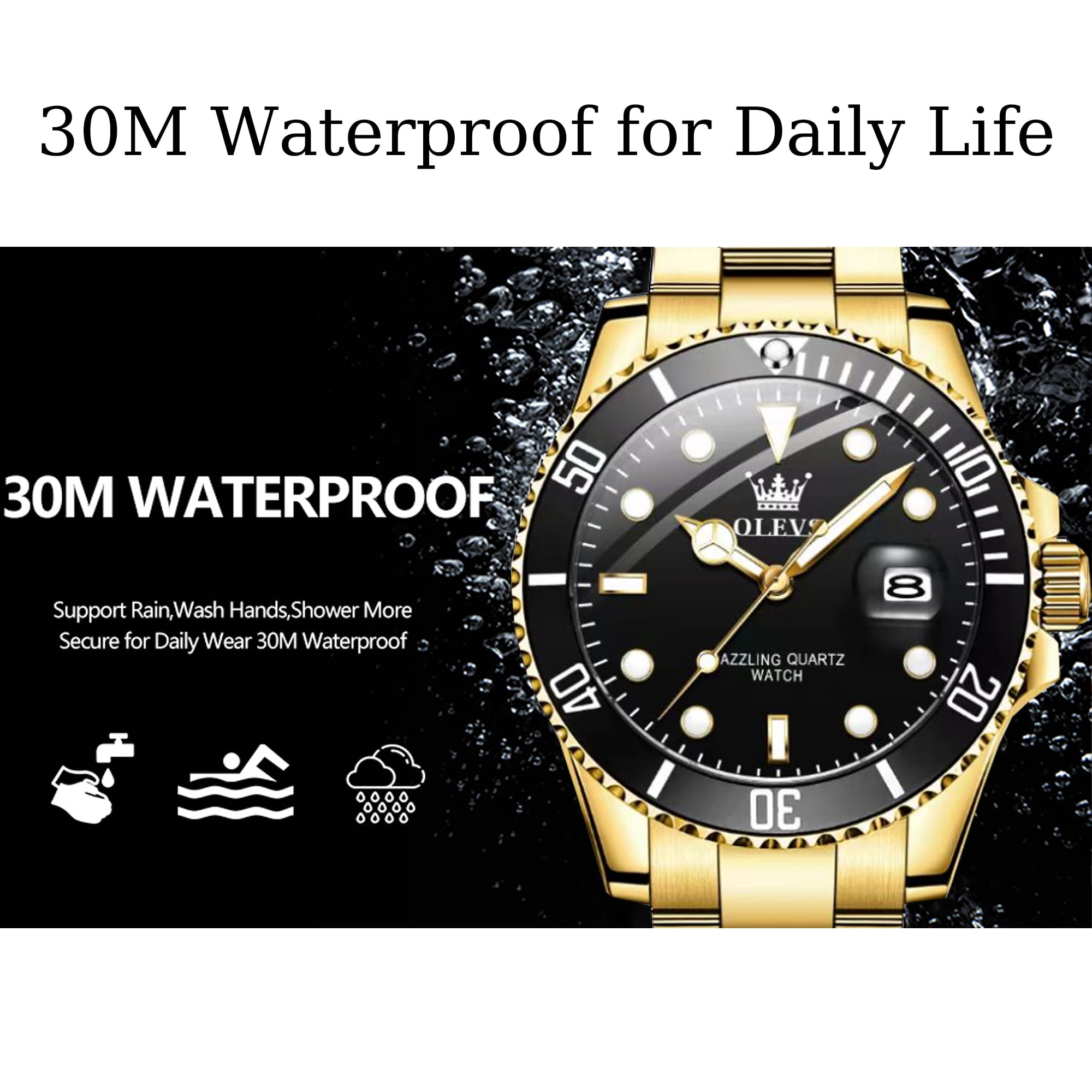 OLEVS Mens Watch Waterproof Luminous Date Watches Stainless Steel Business Casual Male Wristwatch