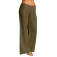 thumbnail image 6 of Ladies Cotton Linen Casual Pants, Washed Crinkled Solid Color Comfortable Long Pants with Back Pockets, Elastic Waist Pull On Pants for Daily Wear, Vacation and Beach Green XL, 6 of 6