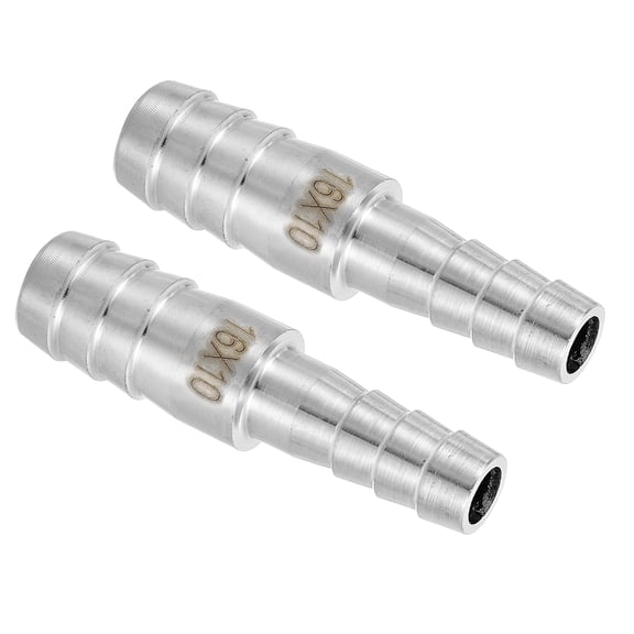 2Pcs 5/8" to 3/8" Hose Barb Reducer Pipe Fitting, 304 Stainless Steel Hose Pipe Fitting Sanitary Adapter for Vacuum Systems, Industrial Pipe Connections, Silver