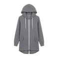 thumbnail image 4 of Stralyhd Women's Zip Up Hoodies Oversized Long Tunic Sweatshirts Casual Long Sleeve 2026 Winter Warm Hoodie Jacket Coat Gray L, 4 of 7