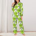 thumbnail image 2 of Pajamas for Women Set - bright green sweet peppers eyes Comfy Long Sleeve Button Up Pajama Sets for Women 2 Piece, Soft Sleepwear Nightwear Pjs Lounge Sets for Women with Pockets, 2 of 6