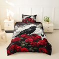 thumbnail image 2 of Homewish Gothic Raven Red Rose Twin Duvet Cover for Kids, Romance Bird Butterfly Twin Bedding, Black Reversible, 2pcs, 1 Duvet Cover and 1 Pillowcase, 2 of 6