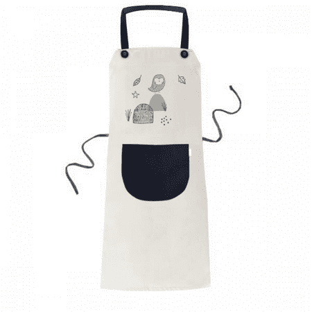 

Cartoon Bird Cage Grass Nordic Pattern Apron Adjustable Bib Cotton Linen BBQ Kitchen Pocket Pinafore