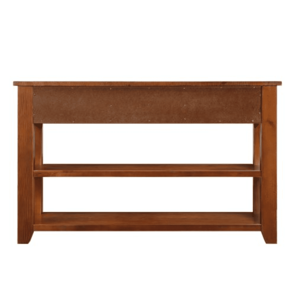 48'' Solid Pine Wood Top Console Table, Modern Entryway Sofa Side Table with 3 Storage Drawers