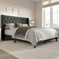 thumbnail image 2 of Home Design Medford Twin Tufted Upholstered Panel Bed with Wingback Headboard and Button Tufting, Charcoal Gray, Easy Assembly, 2 of 5