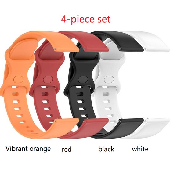 KOMI applies Realme TechLife Watch strap 8-word tail rubber strap Samsung watch5 strap TPE, four-piece set (black + white + red + Vibrant Orange),, 20MM small size 8-word tail