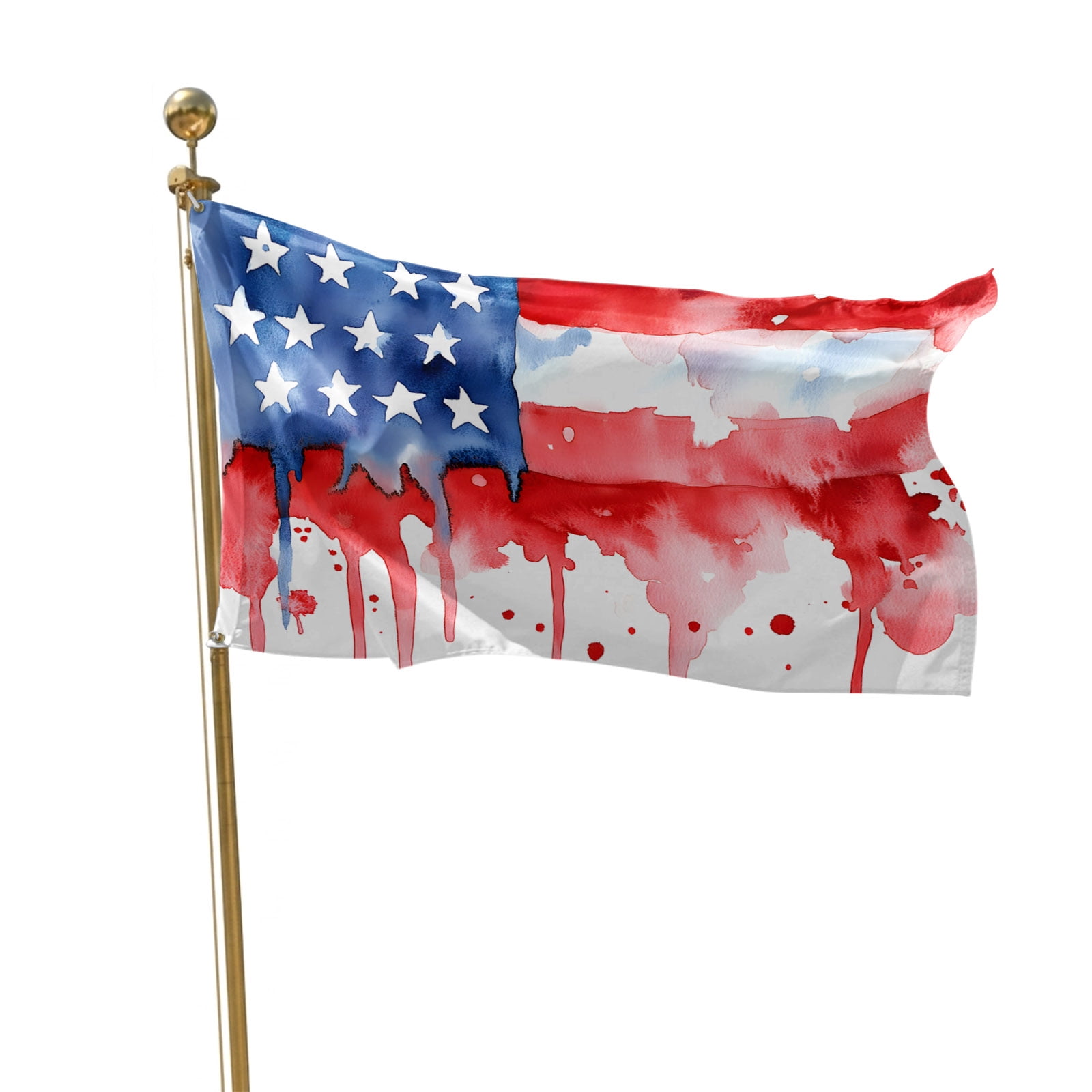 4th of July Flags for Outside 3x5 ft American Flag Outdoor Flags Double Sided Grommets House Banner Watercolor USA Flag Patio Yard Flag for Outdoor Party Porch Garden Independence Day Decor