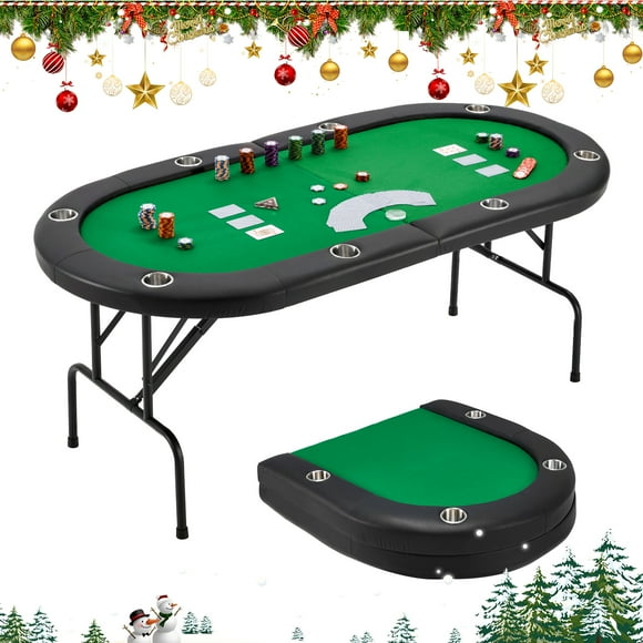AVAWING Table de Poker Pliable Améliorée de 30 Pouces pour 8 Joueurs Sac de Rangement Inclus Aucun Assemblage Requis
